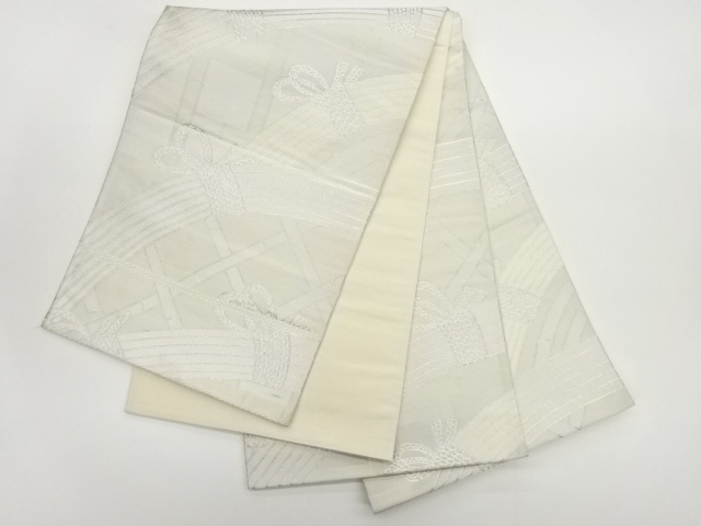 6852374: JAPANESE KIMONO / VINTAGE FUKURO OBI / WOVEN FENCE